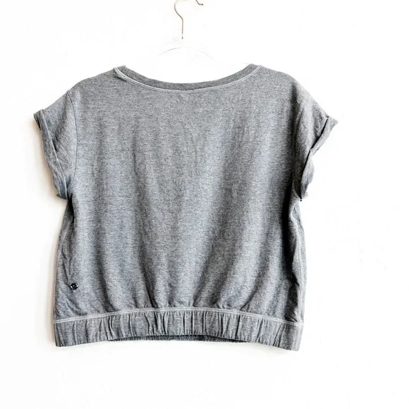 Lululemon Women's Roll Up Crop Top Shirt Short Sleeve Grey French Terry 6 - Picture 5 of 6